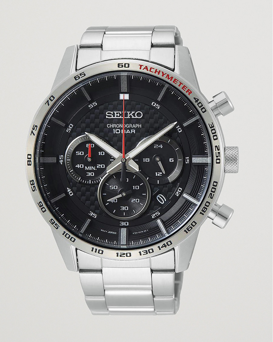 Herre | Seiko Chronograph XL 45mm Steel/Black Dial | Seiko | Chronograph XL 45mm Steel/Black Dial