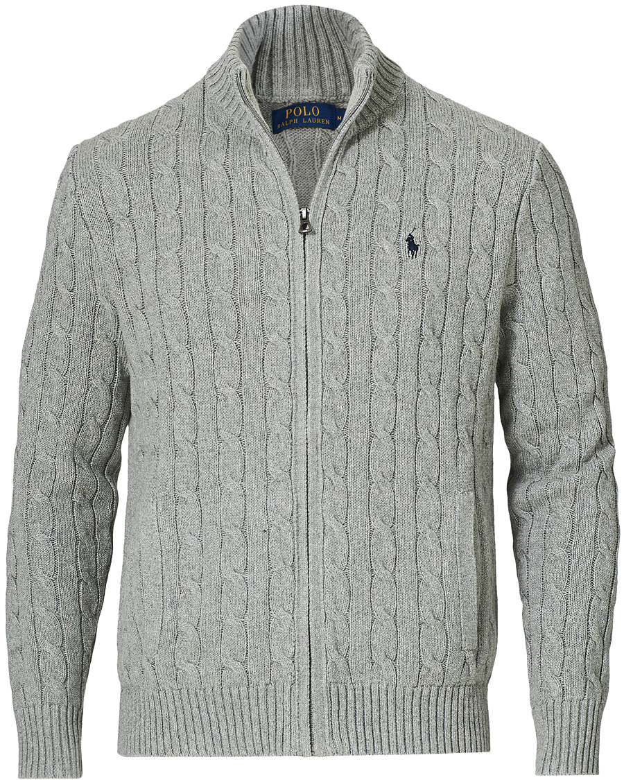 Herre |  | Polo Ralph Lauren | Cotton Cable Full Zip Fawn Grey Heather
