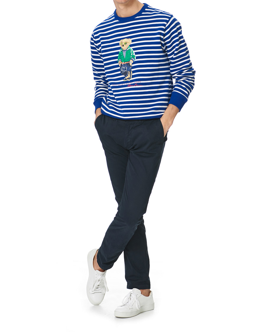 Herre | Gensere | Polo Ralph Lauren | Fleece Heritage Bear Striped Sweatshirt Blue/White