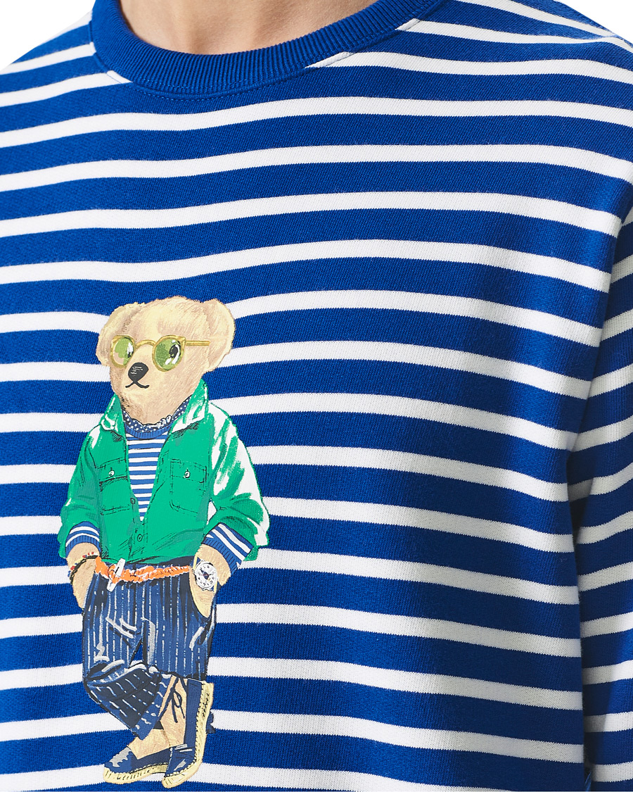 Herre | Gensere | Polo Ralph Lauren | Fleece Heritage Bear Striped Sweatshirt Blue/White