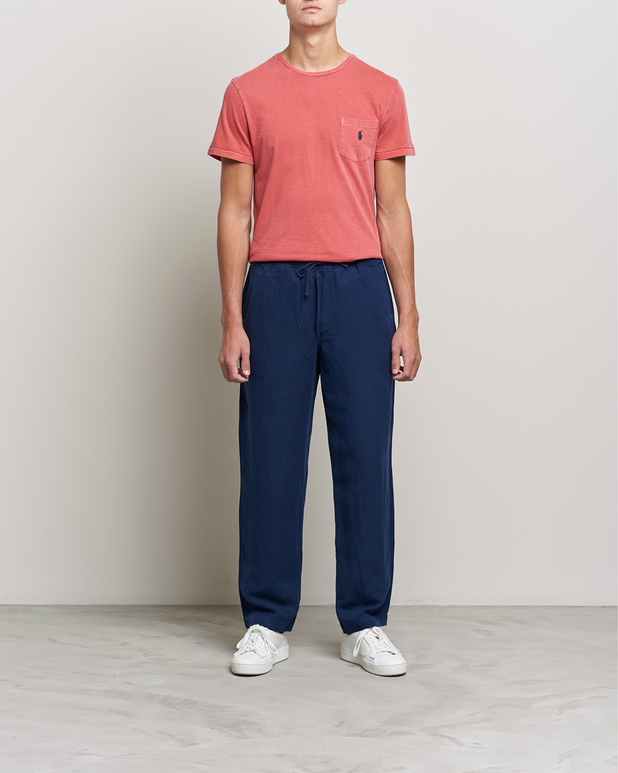 Herre | T-Shirts | Polo Ralph Lauren | Washed Crew Neck Pocket Tee Starboard Red