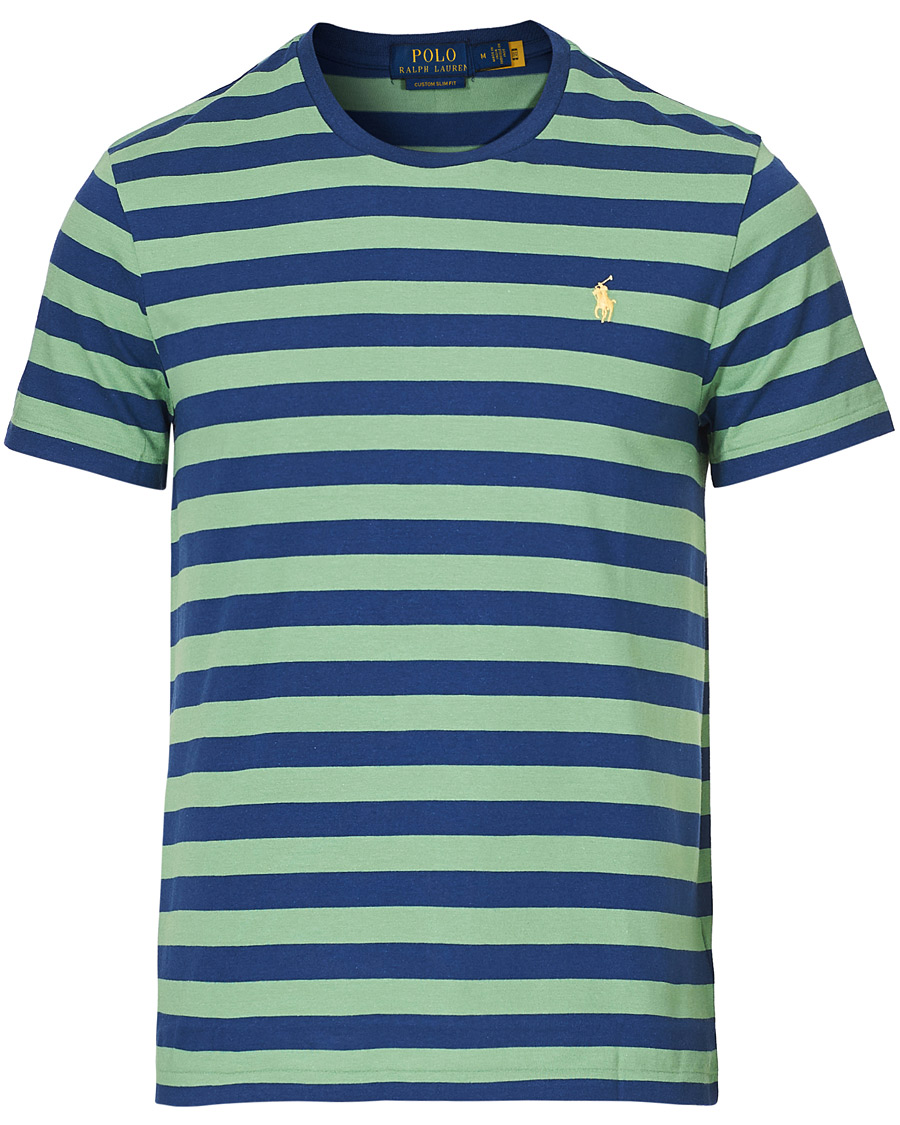 Herre | T-Shirts | Polo Ralph Lauren | Crew Neck Striped Tee Outback Green/Light Navy