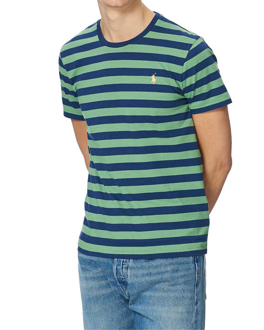 Herre | T-Shirts | Polo Ralph Lauren | Crew Neck Striped Tee Outback Green/Light Navy