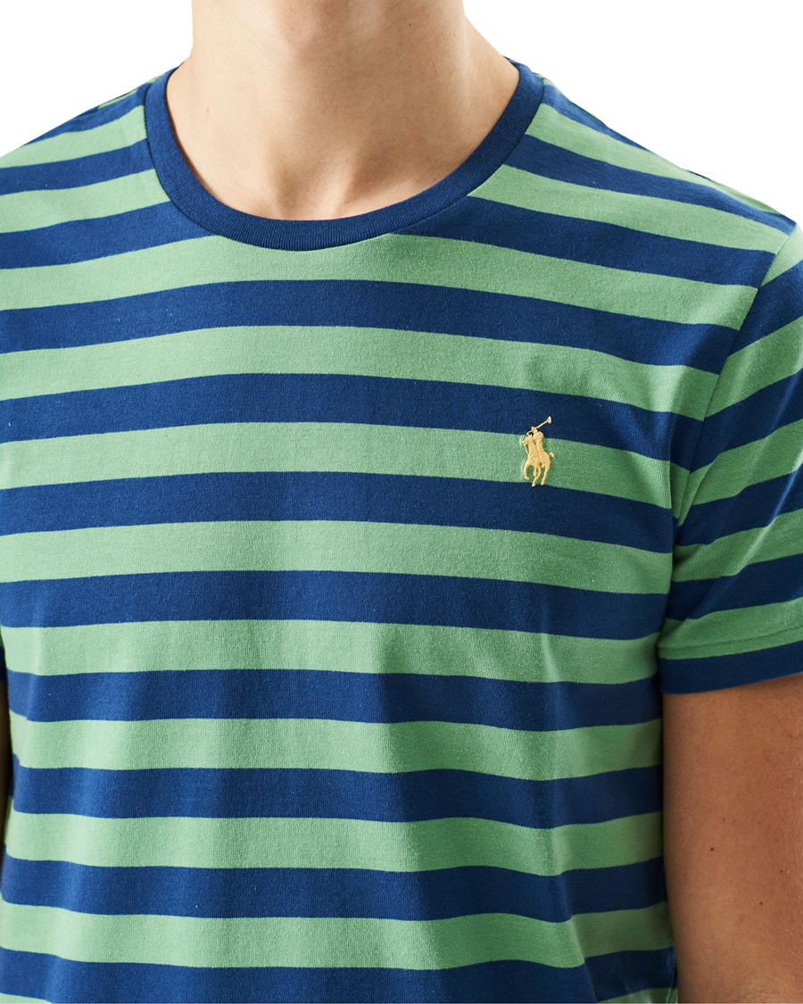 Herre | T-Shirts | Polo Ralph Lauren | Crew Neck Striped Tee Outback Green/Light Navy