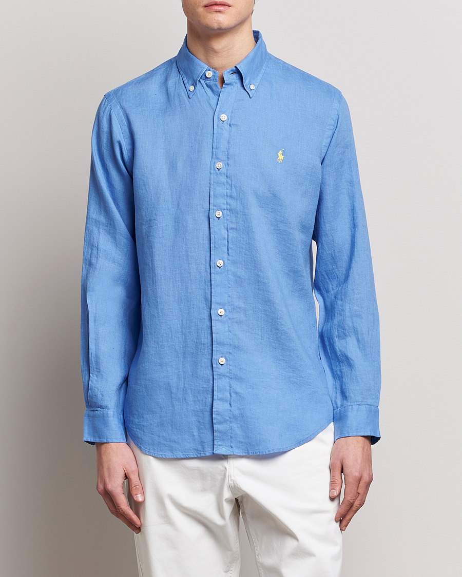 Herre | Skjorter | Polo Ralph Lauren | Custom Fit Linen Button Down Harbor Island Blue