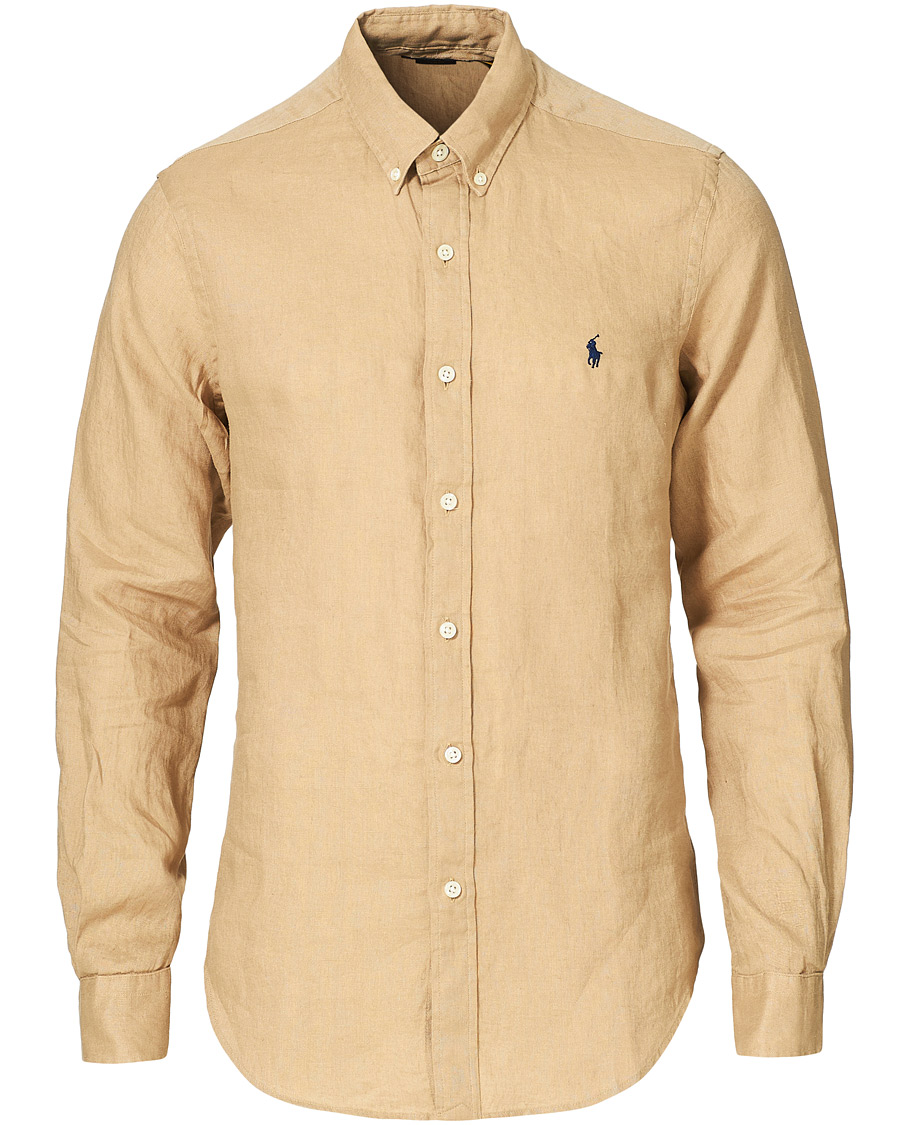 Herre | Skjorter | Polo Ralph Lauren | Slim Fit Linen Button Down Shirt Costal Beige