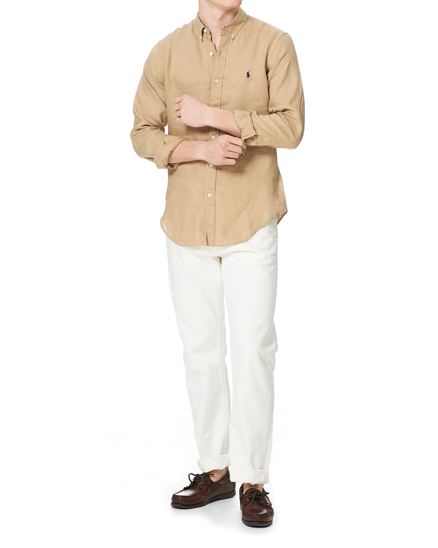 Herre | Skjorter | Polo Ralph Lauren | Slim Fit Linen Button Down Shirt Costal Beige