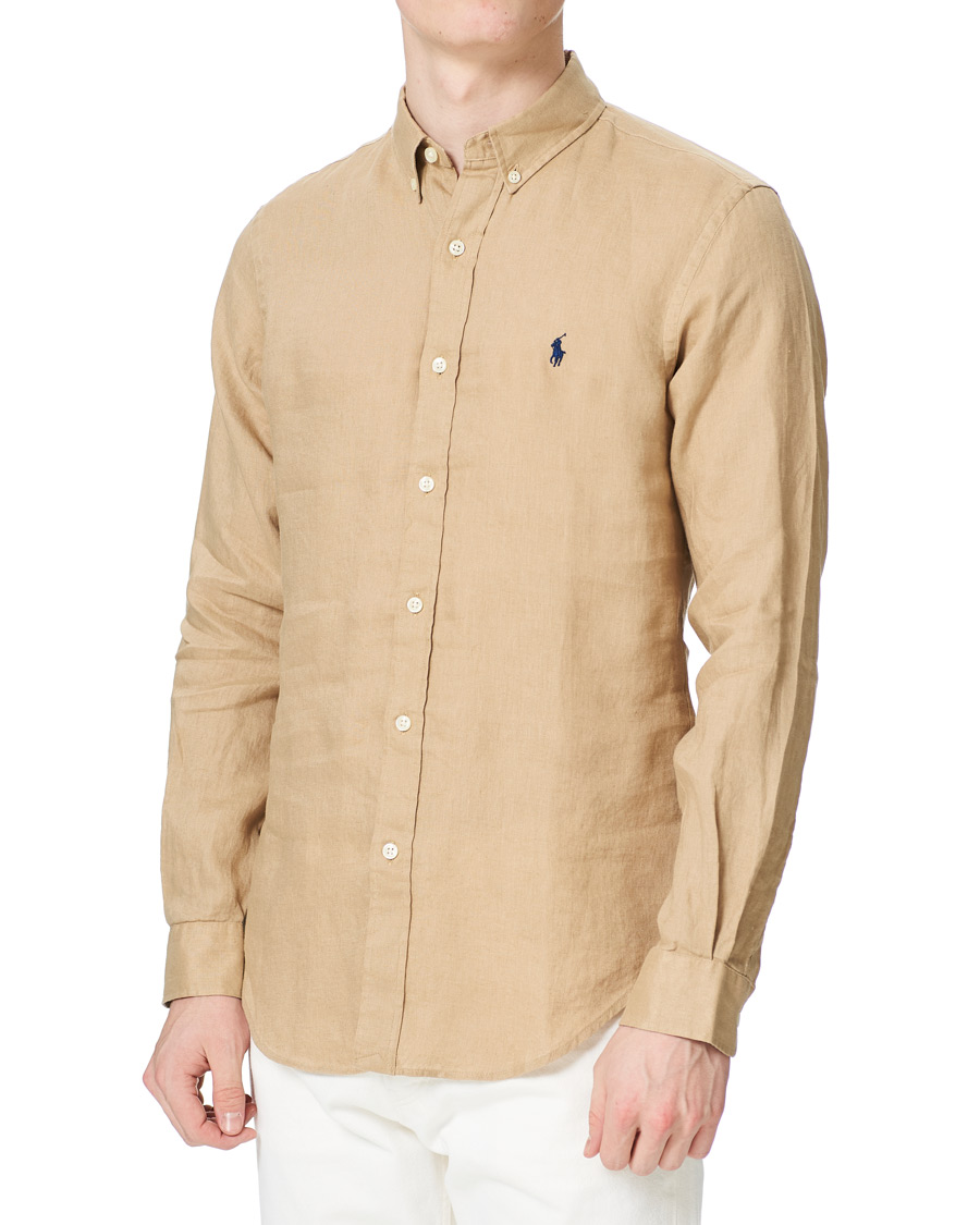 Herre | Skjorter | Polo Ralph Lauren | Slim Fit Linen Button Down Shirt Costal Beige