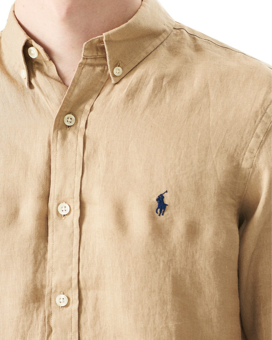 Herre | Skjorter | Polo Ralph Lauren | Slim Fit Linen Button Down Shirt Costal Beige