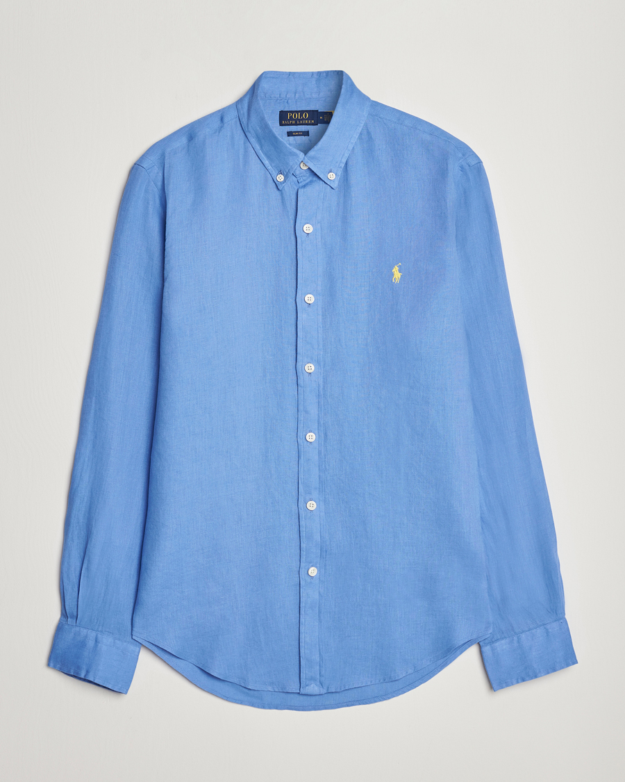 Herre | Skjorter | Polo Ralph Lauren | Slim Fit Linen Button Down Shirt Harbor Island Blue