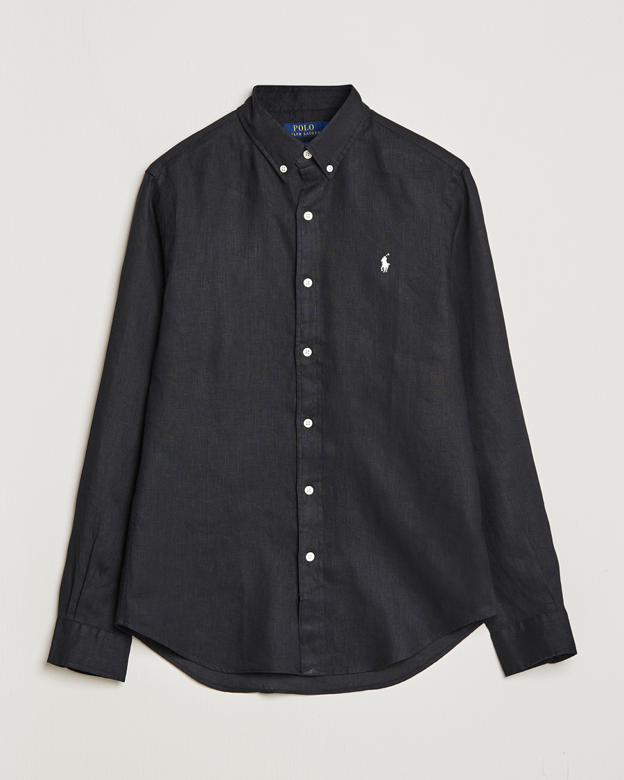 Herre | Skjorter | Polo Ralph Lauren | Slim Fit Linen Button Down Shirt Polo Black