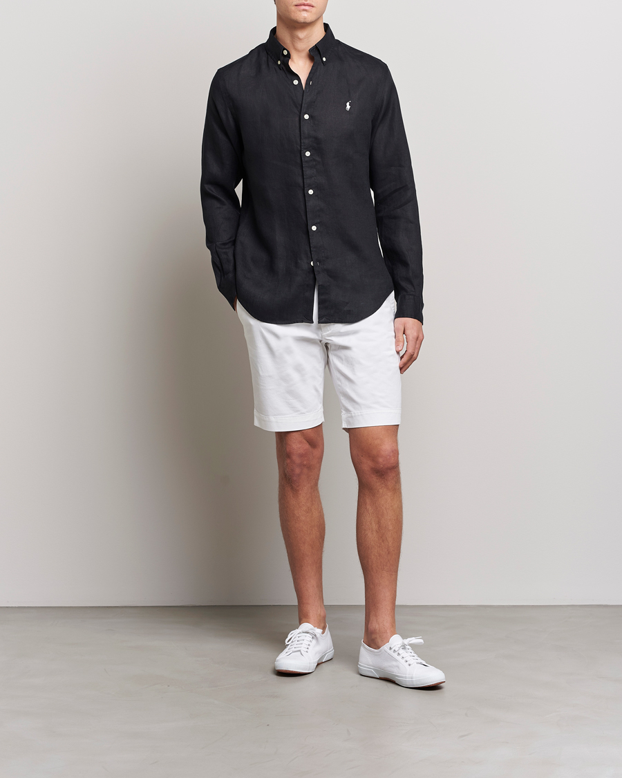 Herre | Skjorter | Polo Ralph Lauren | Slim Fit Linen Button Down Shirt Polo Black