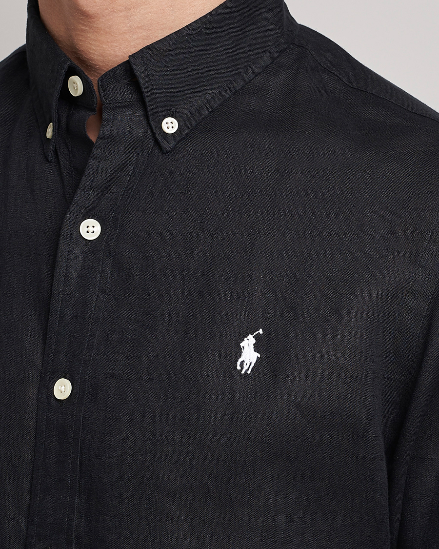 Herre | Skjorter | Polo Ralph Lauren | Slim Fit Linen Button Down Shirt Polo Black
