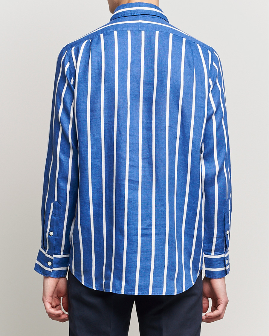 Herre | Skjorter | Polo Ralph Lauren | Linen Striped Popover Shirt Navy/White