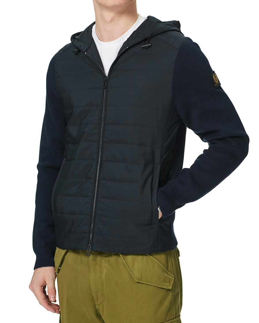 Herre | Gensere | Belstaff | Omar Zip Through Hybrid Hood Dark Ink