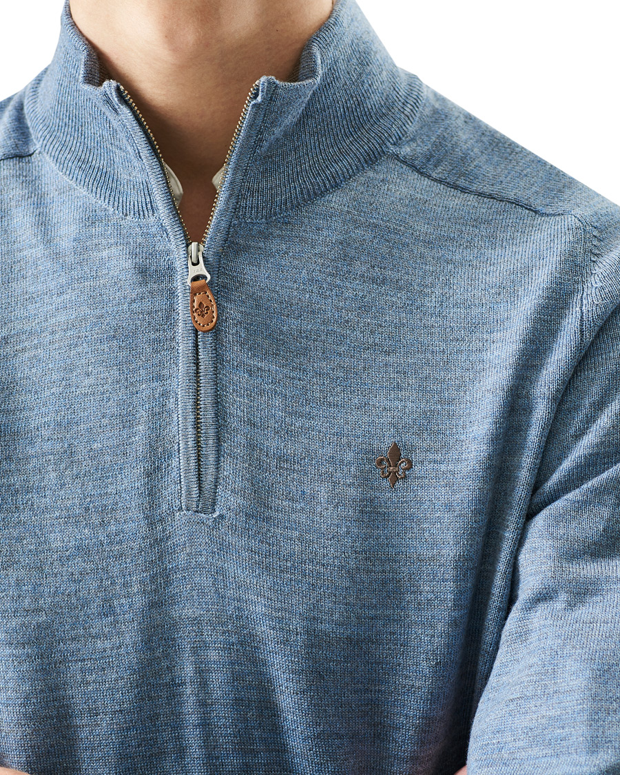 Herre | Gensere | Morris | John Merino Half Zip Light Blue