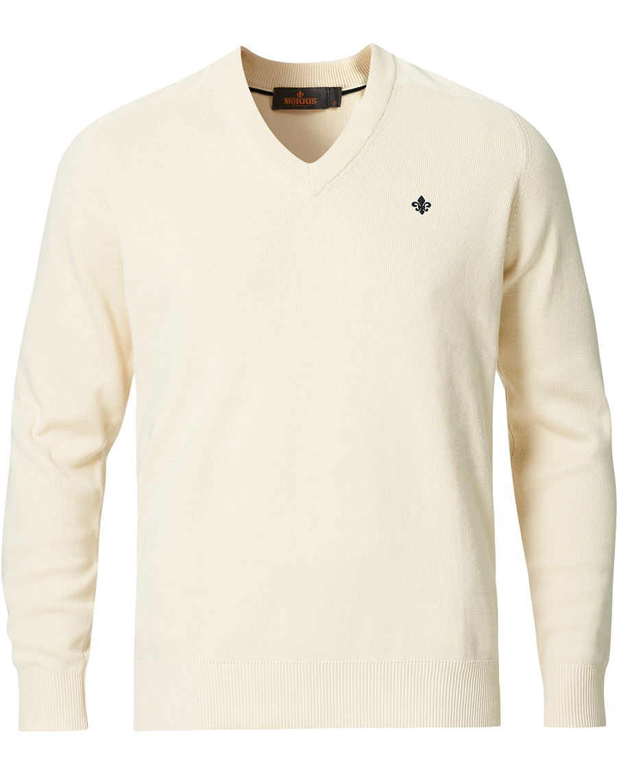 Herre | Gensere | Morris | Hilyard Knitted V-Neck Sweater Off White