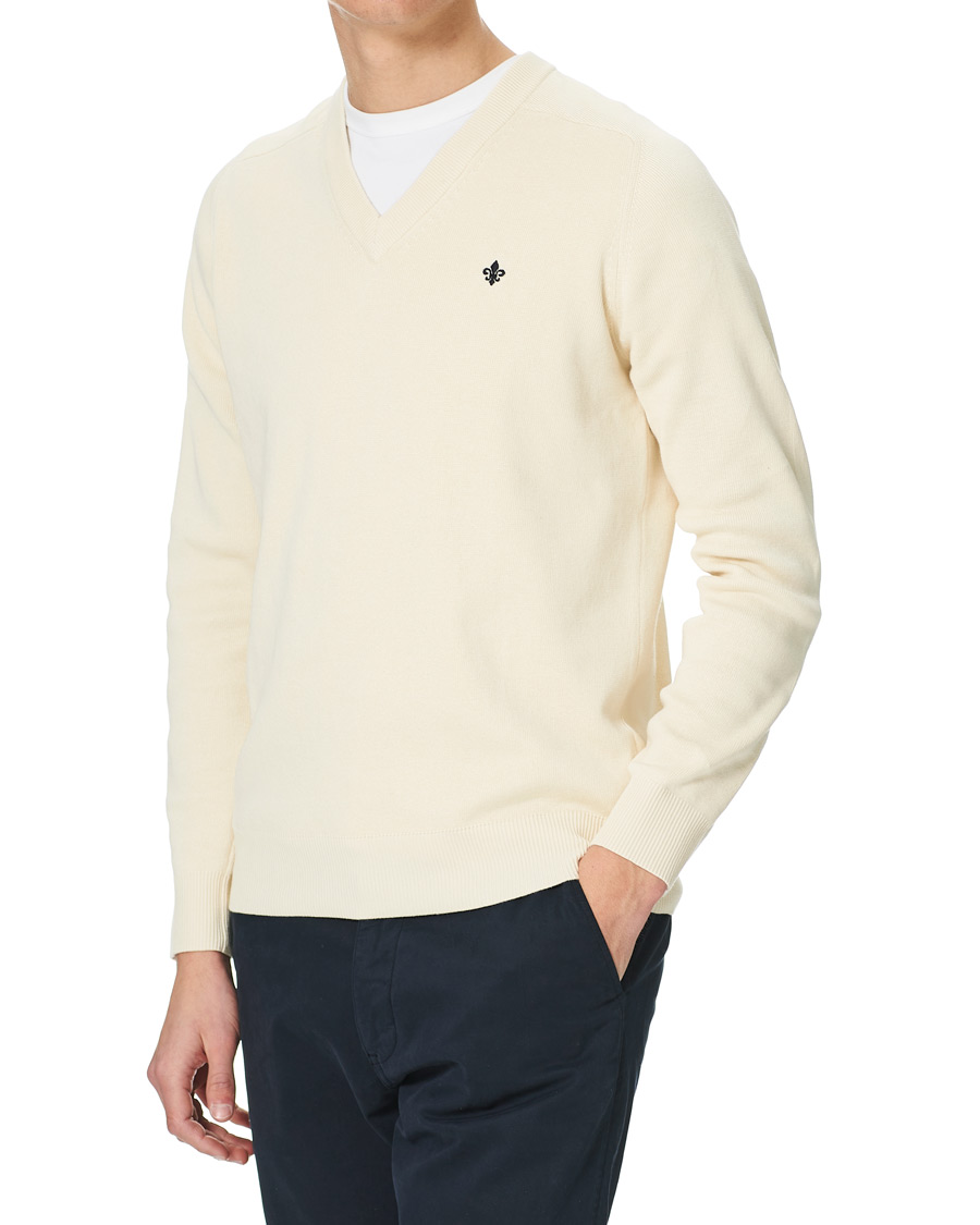 Herre | Gensere | Morris | Hilyard Knitted V-Neck Sweater Off White