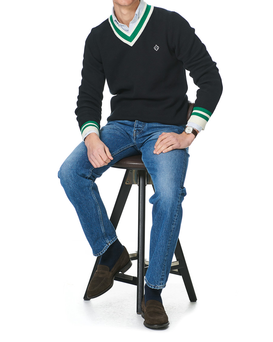 Herre | Gensere | Morris | Willoughby V-Neck Cricket Sweater Navy