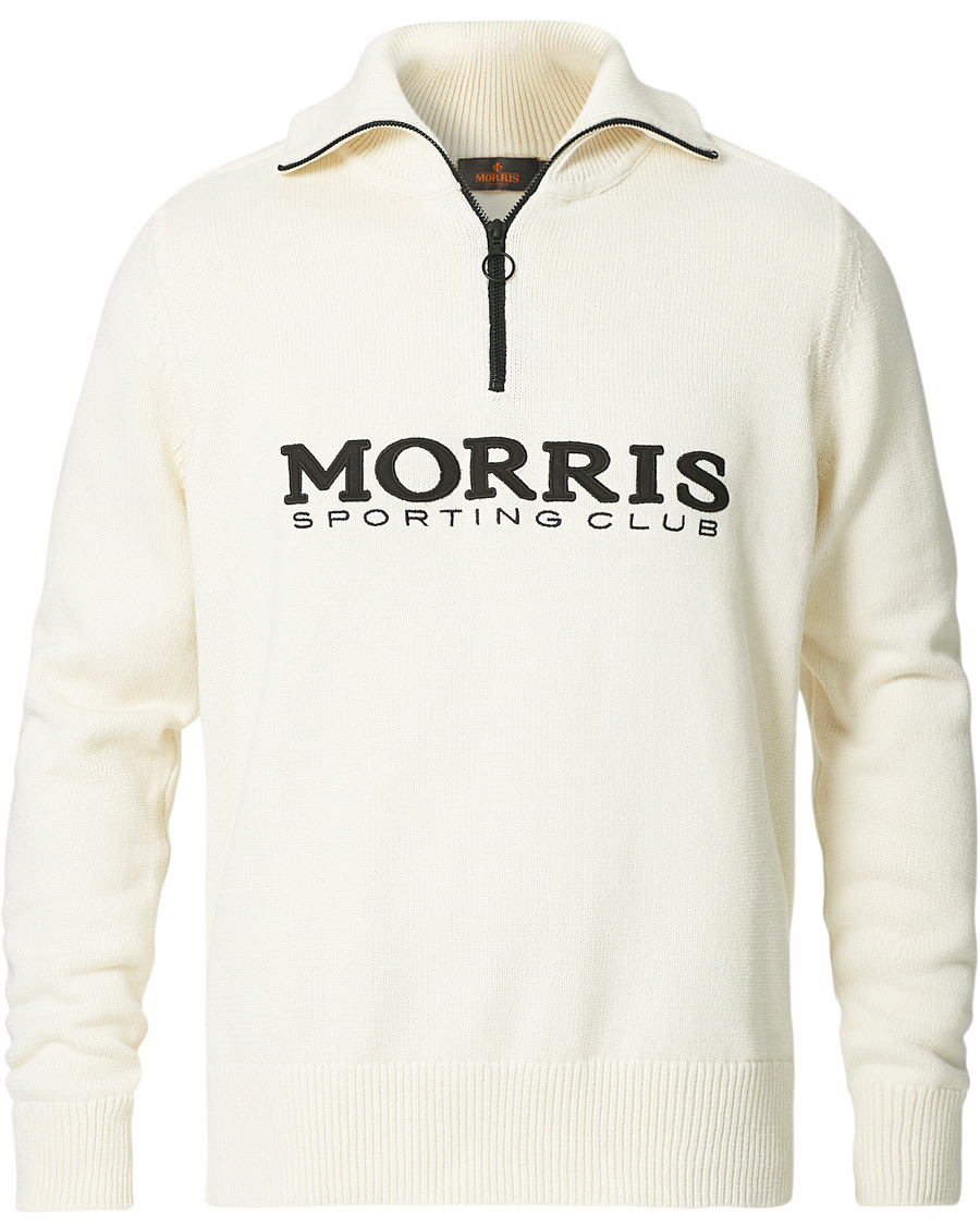 Herre | Gensere | Morris | Norton Logo Knitted Half-Zip Off White