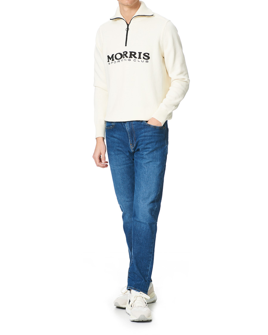 Herre | Gensere | Morris | Norton Logo Knitted Half-Zip Off White