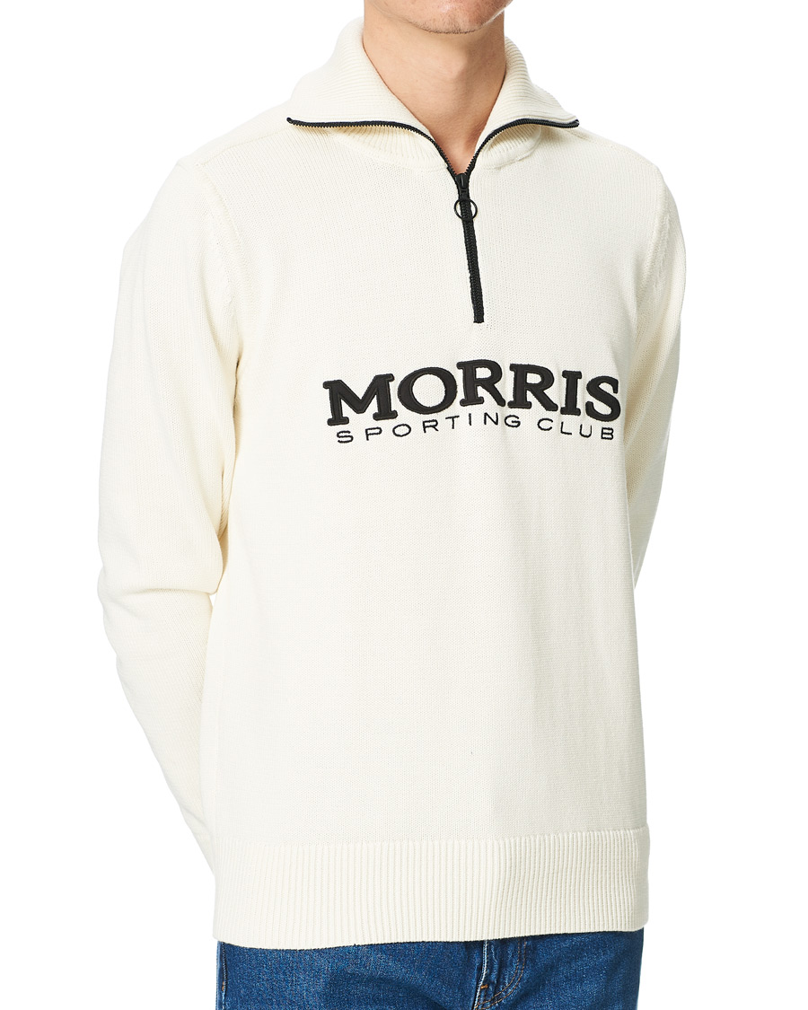 Herre | Gensere | Morris | Norton Logo Knitted Half-Zip Off White