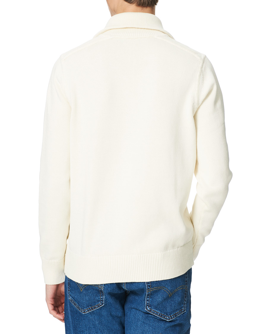 Herre | Gensere | Morris | Norton Logo Knitted Half-Zip Off White