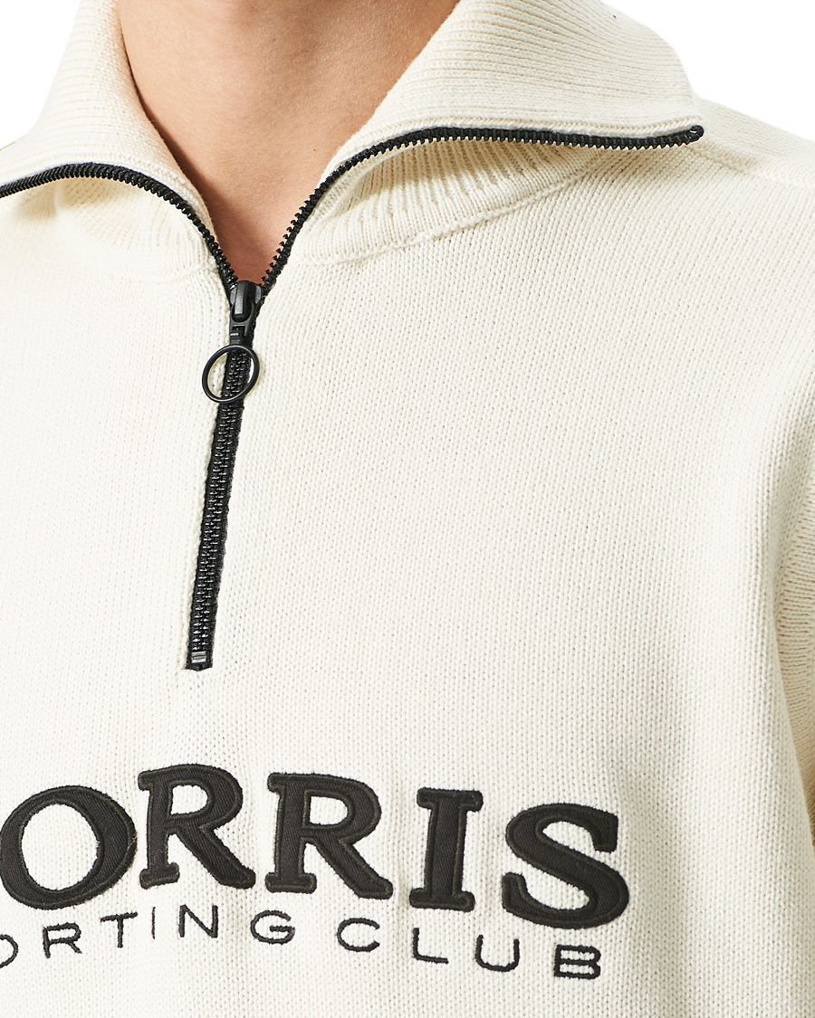 Herre | Gensere | Morris | Norton Logo Knitted Half-Zip Off White