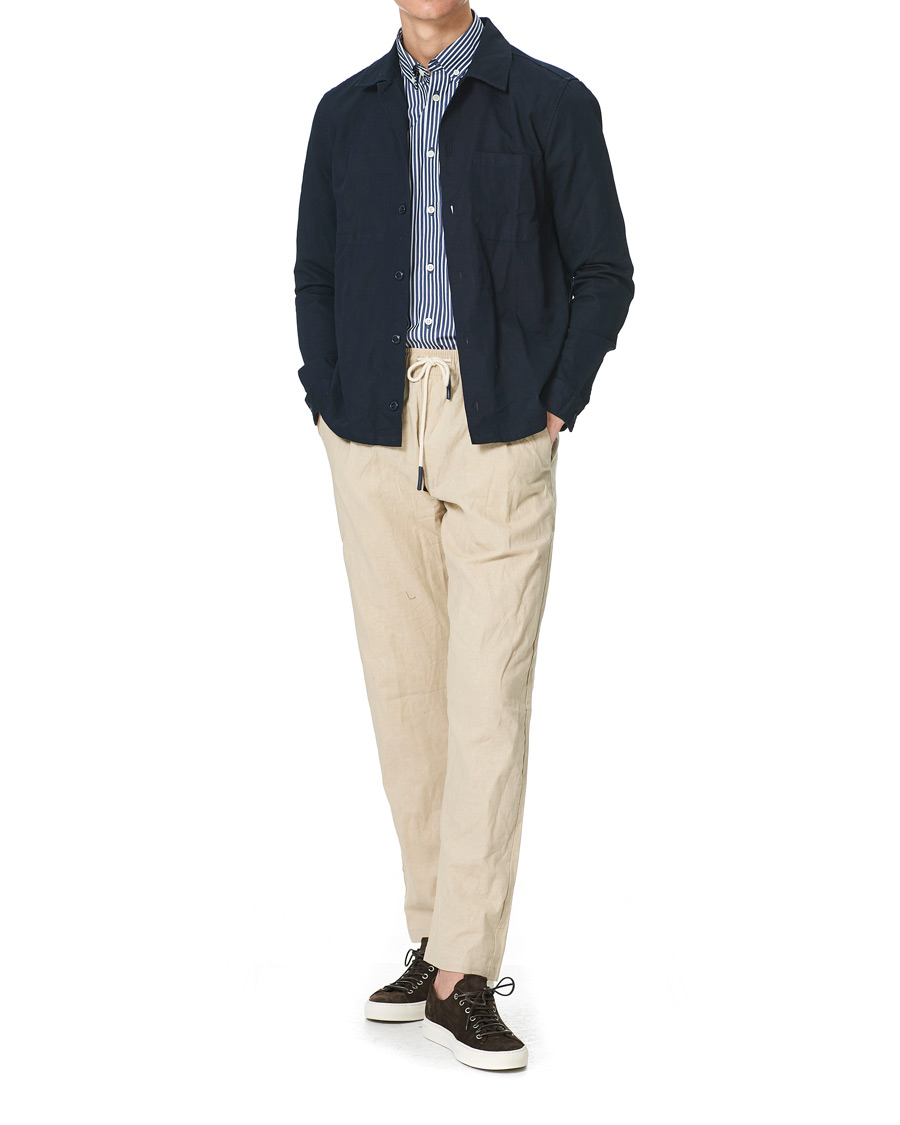Herre | Skjorter | Morris | Poplin Striped Button Down Shirt White/Navy