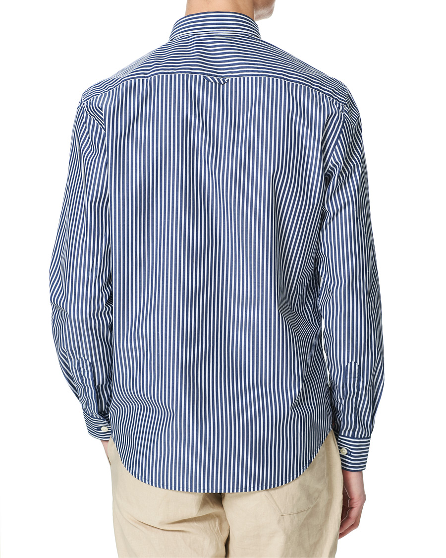 Herre | Skjorter | Morris | Poplin Striped Button Down Shirt White/Navy