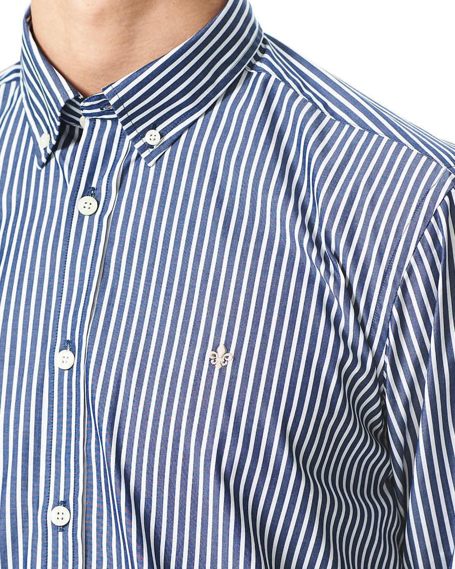 Herre | Skjorter | Morris | Poplin Striped Button Down Shirt White/Navy