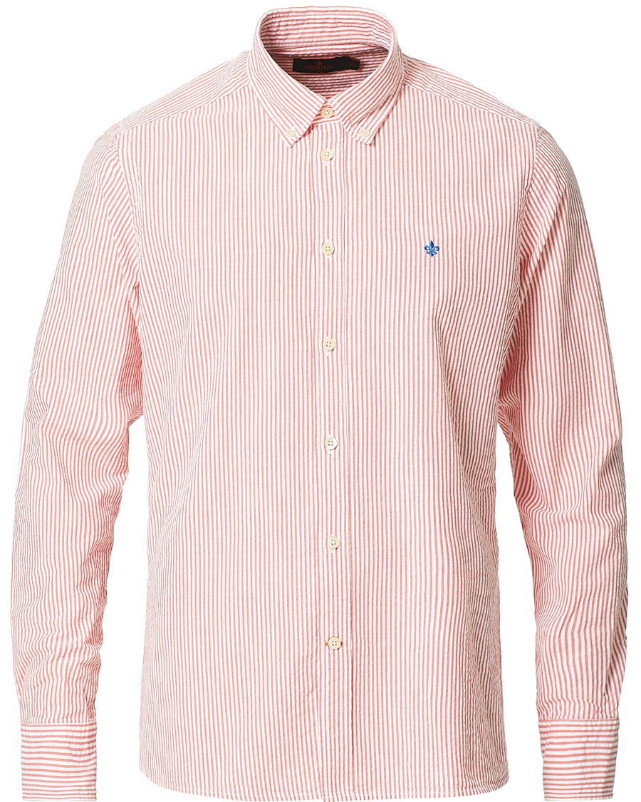 Herre | Skjorter | Morris | Seersucker Striped Button Down Shirt Orange