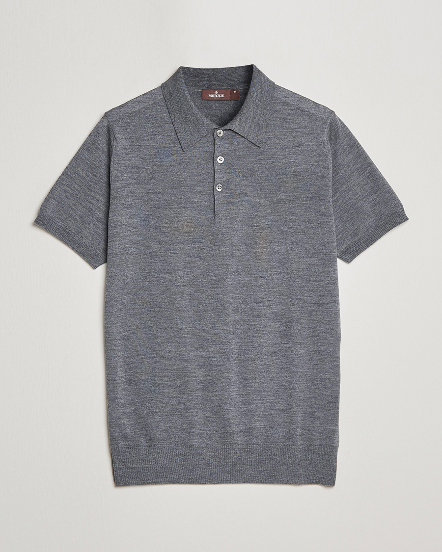 Herre | Gensere | Morris Heritage | Short Sleeve Knitted Polo Shirt Grey