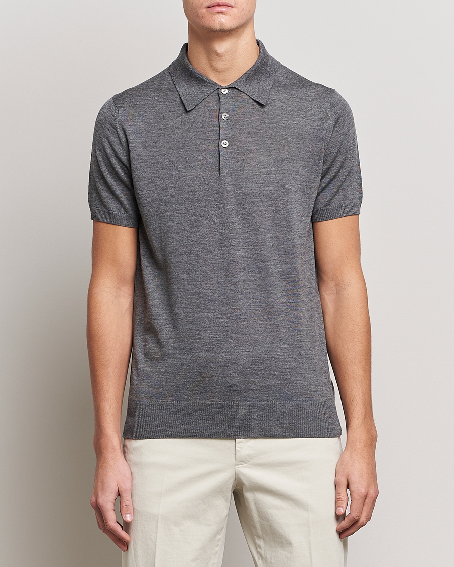 Herre | Gensere | Morris Heritage | Short Sleeve Knitted Polo Shirt Grey
