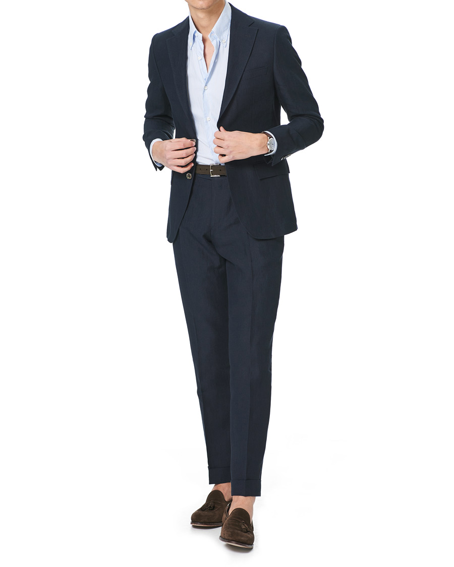 Herre | Bukser | Morris Heritage | Jack Linen Suit Trousers Navy