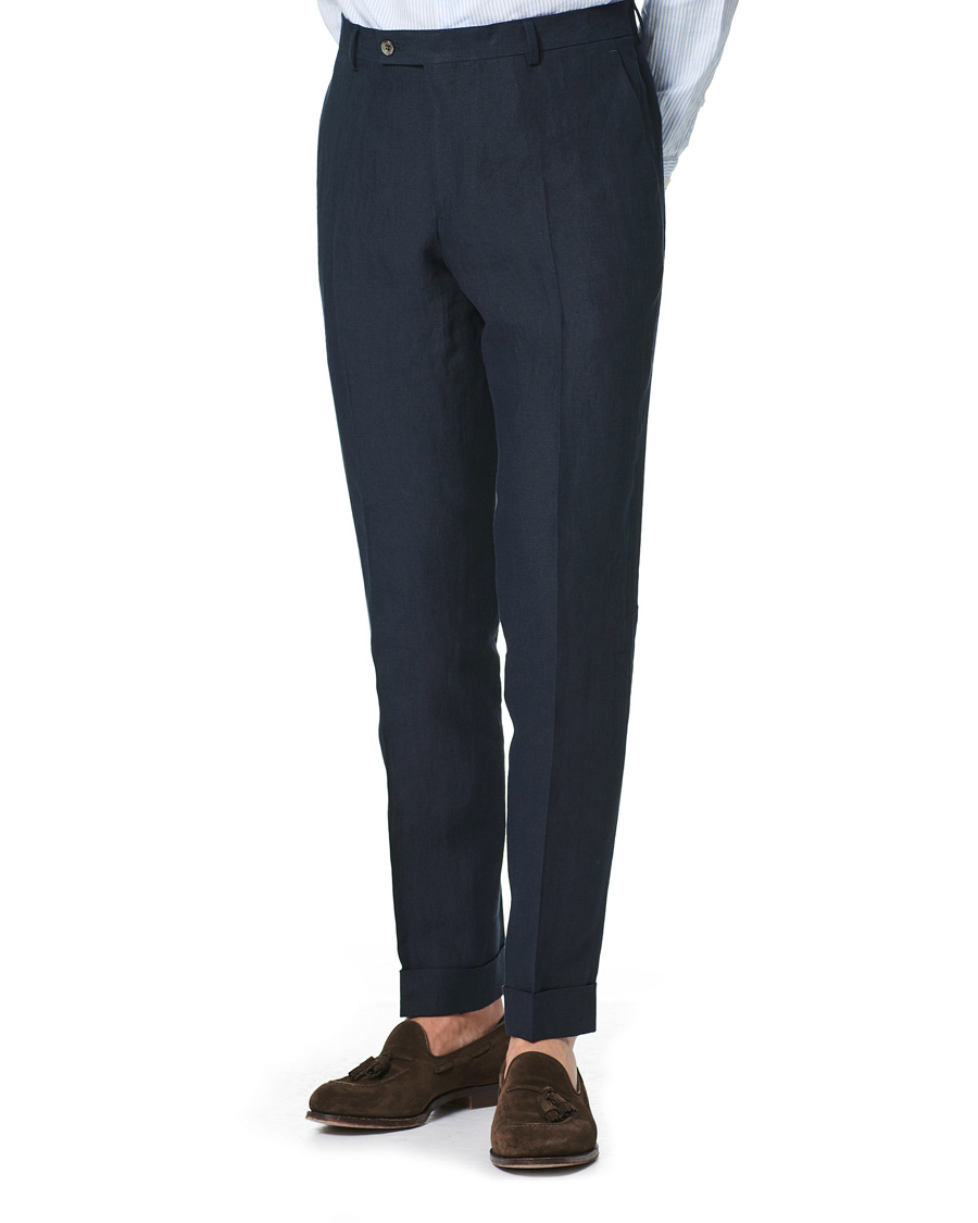 Herre | Bukser | Morris Heritage | Jack Linen Suit Trousers Navy