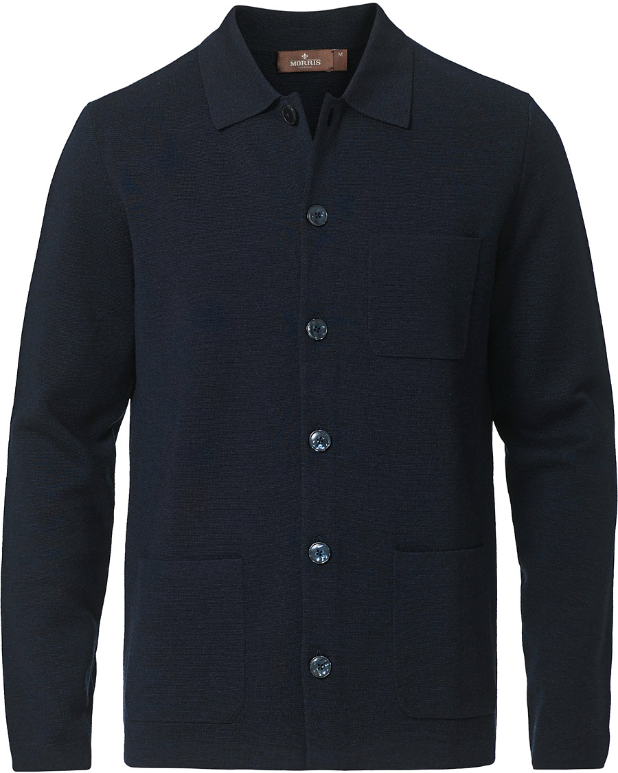 Herre | Gensere | Morris Heritage | Knitted Shirt Jacket Navy