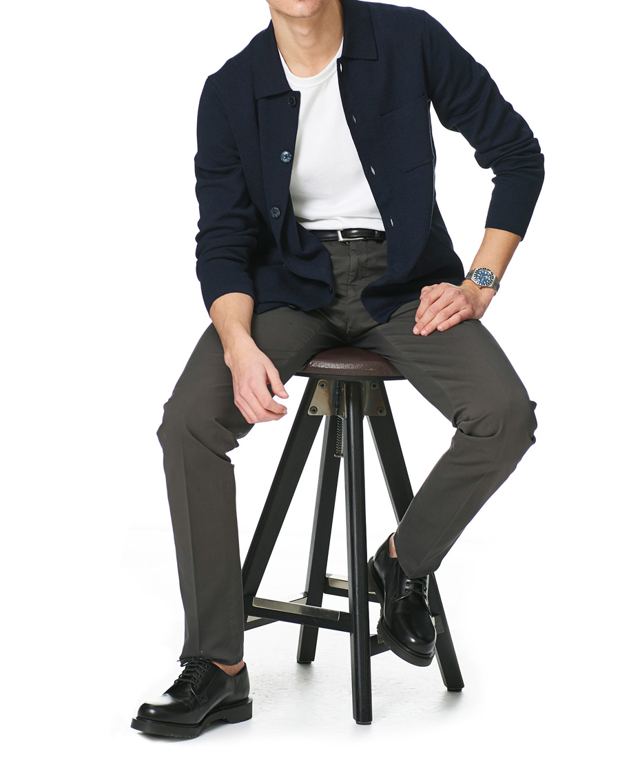 Herre | Gensere | Morris Heritage | Knitted Shirt Jacket Navy