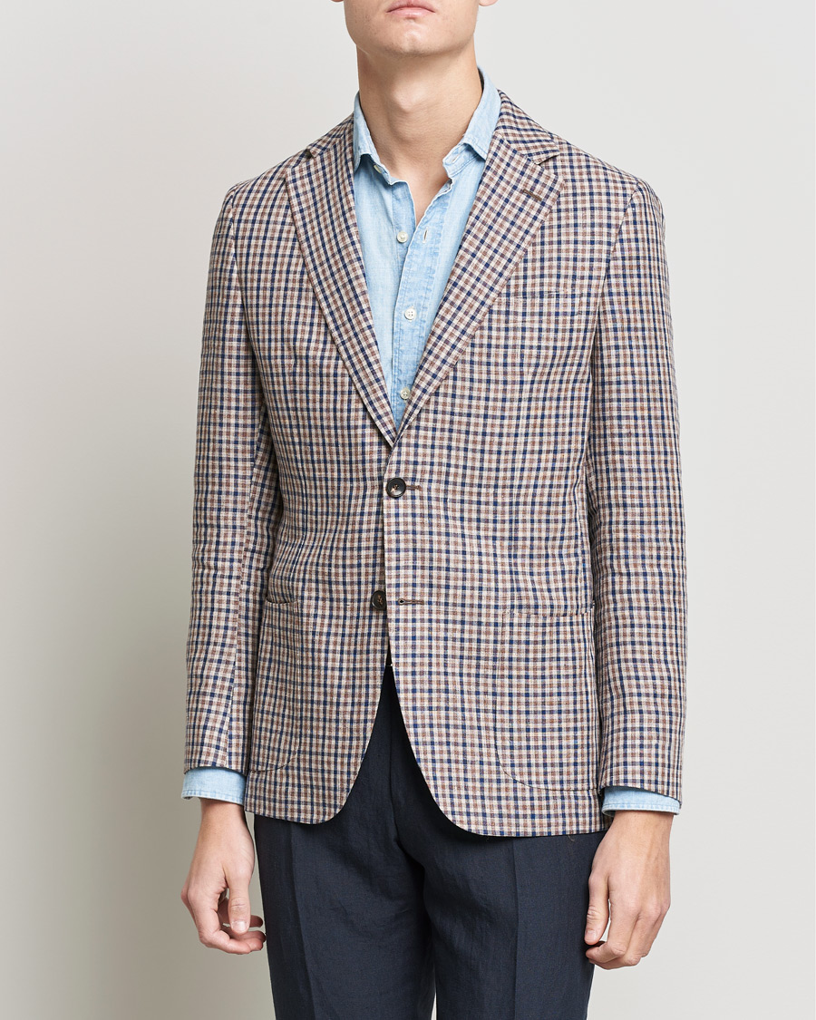 Herre | Dressjakker | Morris Heritage | Mike Patch Pocket Checked Blazer Brown
