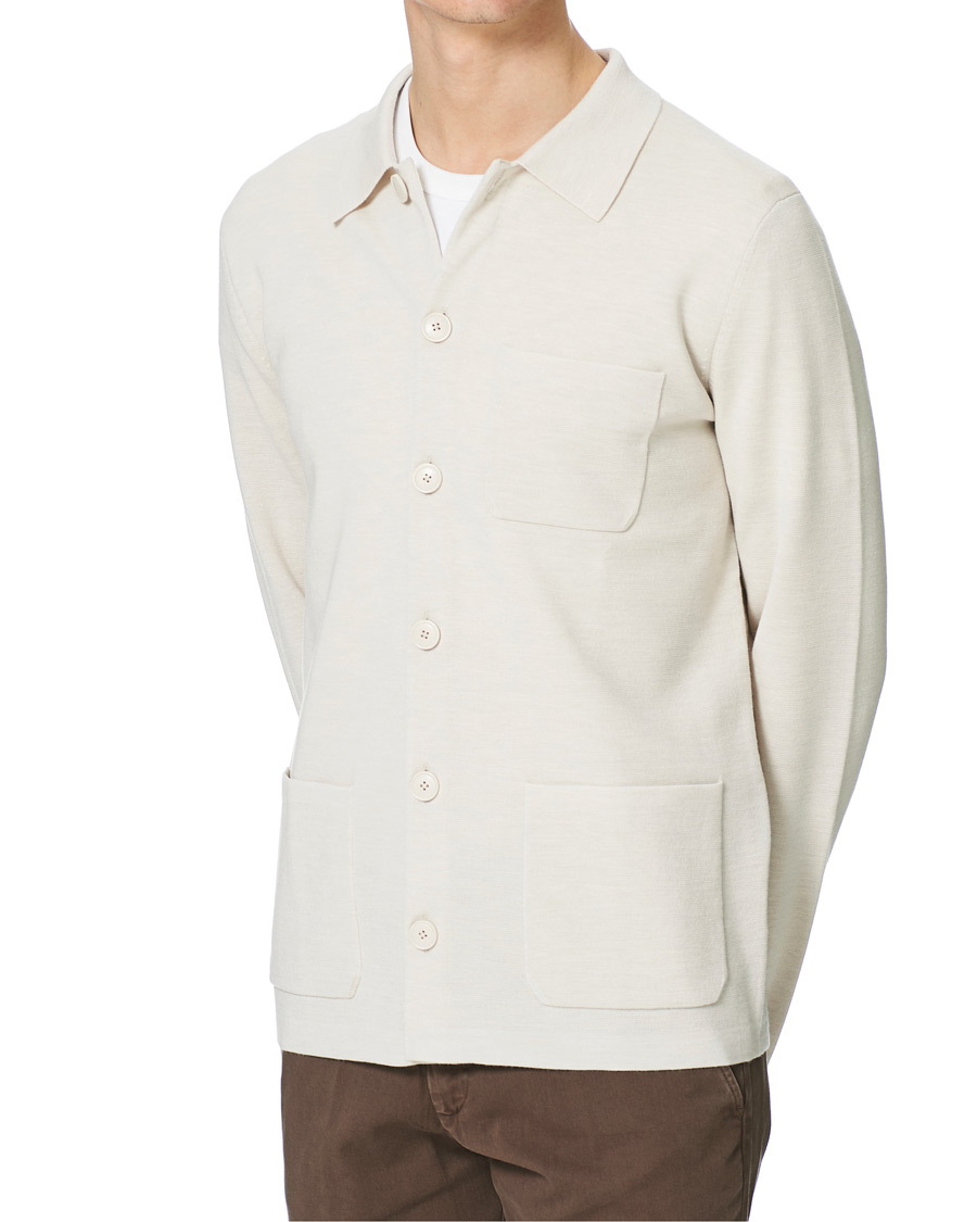 Herre | Gensere | Morris Heritage | Knitted Shirt Jacket Off White