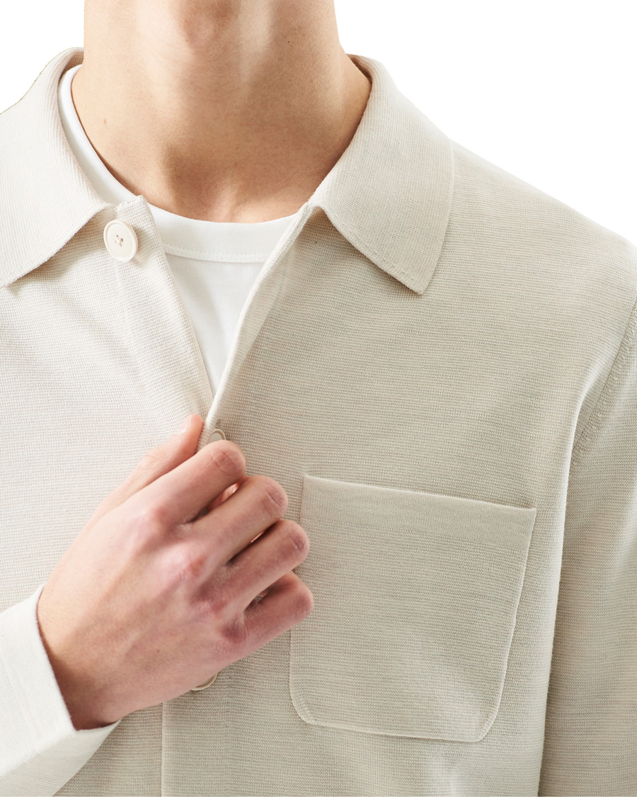 Herre | Gensere | Morris Heritage | Knitted Shirt Jacket Off White