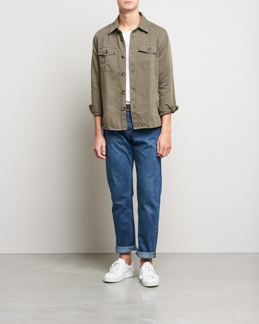 Herre | Skjorter | Morris | Sanford Light Cotton Overshirt Olive