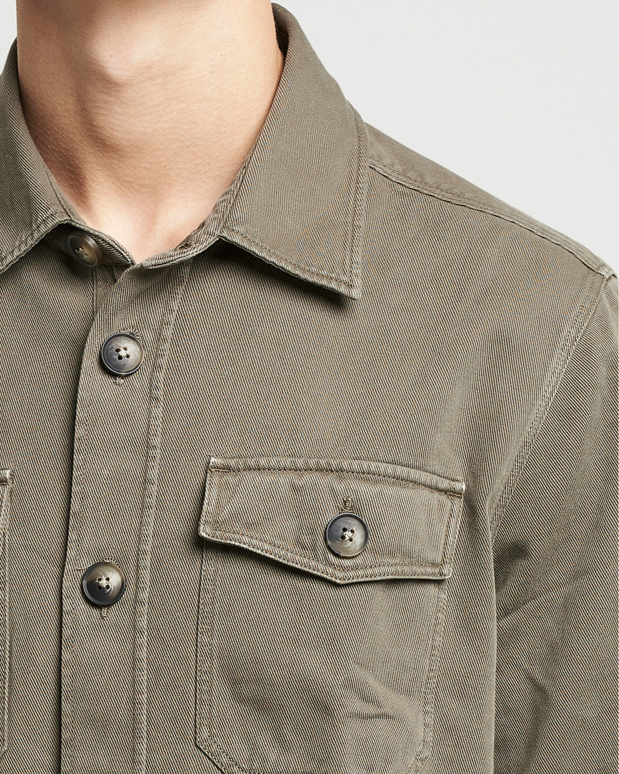 Herre | Skjorter | Morris | Sanford Light Cotton Overshirt Olive