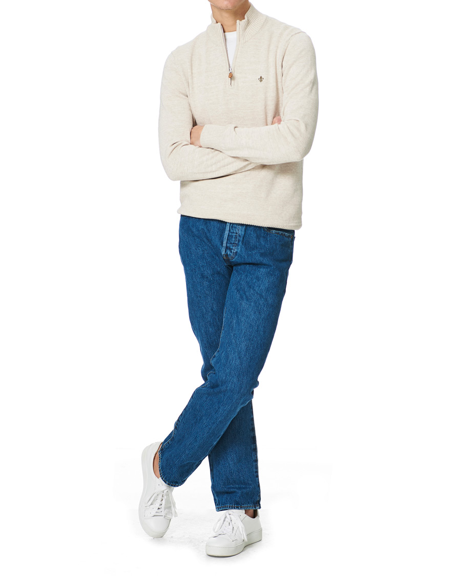 Herre | Gensere | Morris | Randall Cotton Half Zip Ecru