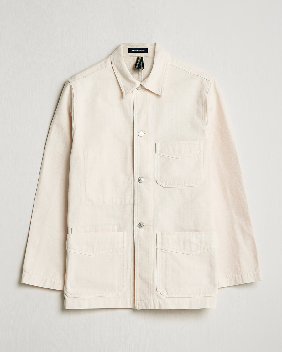 Herre | Jakker | Drake's | Kuroki Cotton Canvas Chore Jacket Ecru
