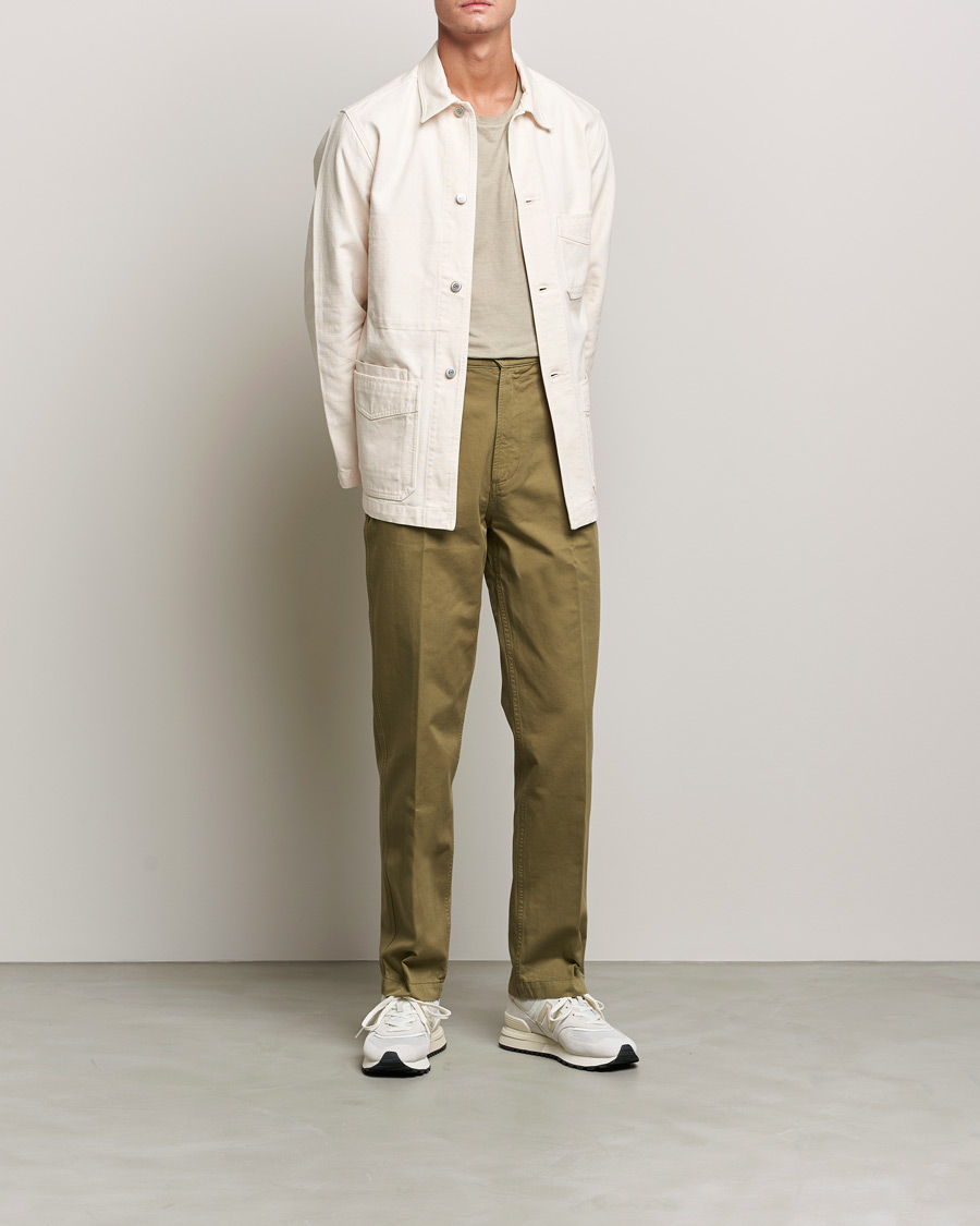Herre |  | Drake's | Kuroki Cotton Canvas Chore Jacket Ecru