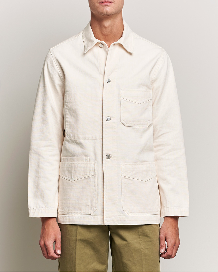 Herre | Jakker | Drake's | Kuroki Cotton Canvas Chore Jacket Ecru