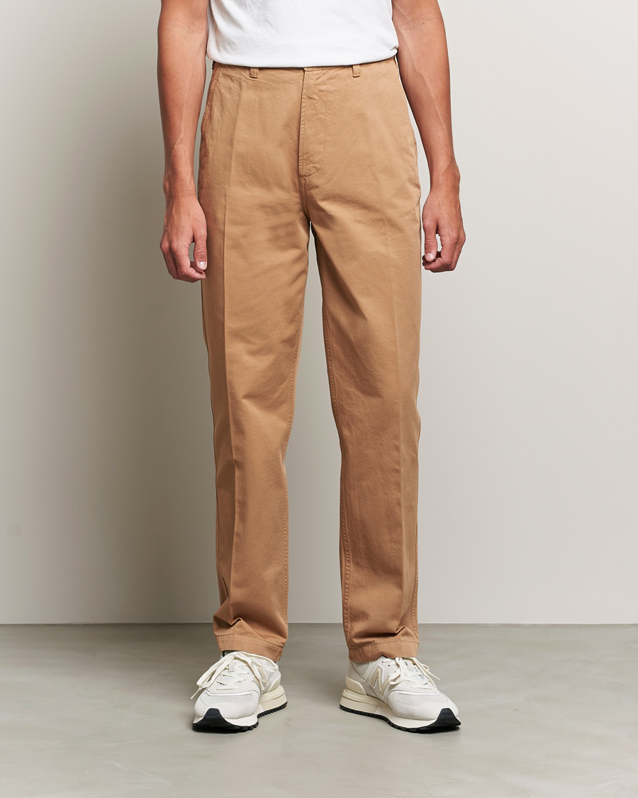 Herre | Bukser | Drake's | Flat Front Cotton Chino Brown
