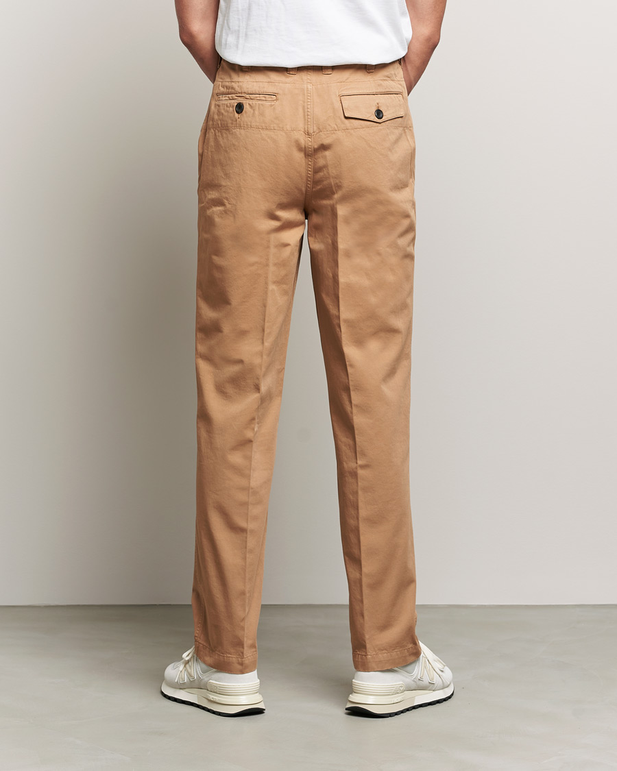 Herre | Bukser | Drake's | Flat Front Cotton Chino Brown