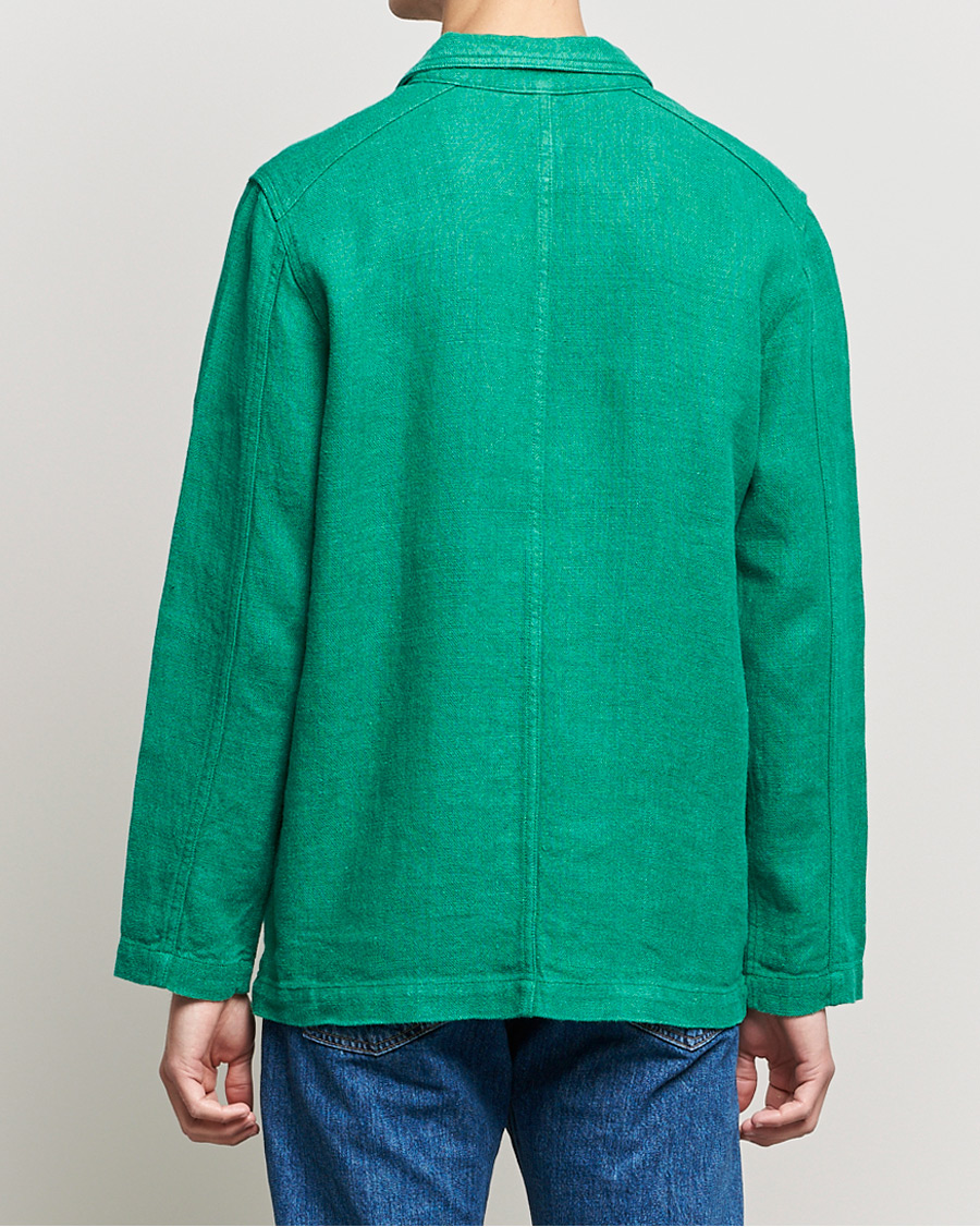 Herre | Jakker | Drake's | Heavy Japanese Linen Chore Jacket Bright Green